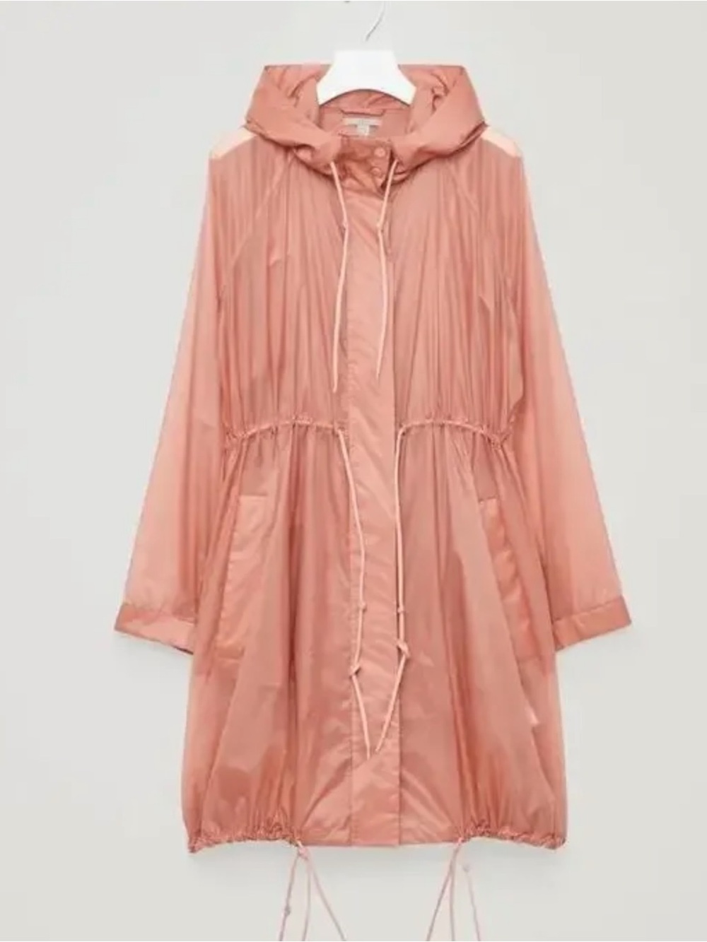 COS Pink Sheer Nylon Drawstring Coat Jacket Parka oversized Lighweight  XS/S